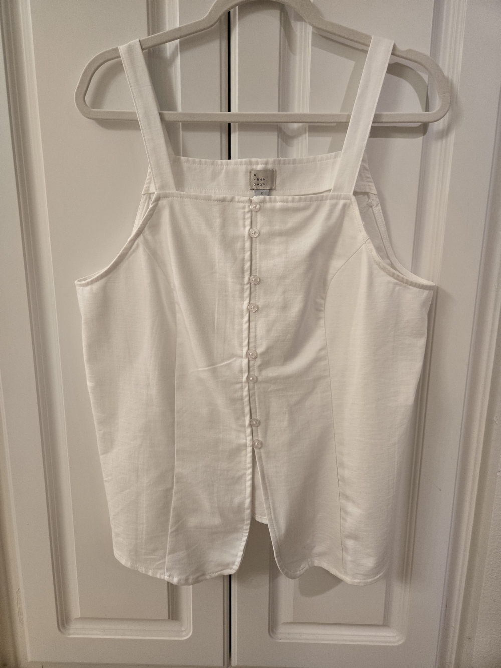 a new day White Button-Front Square Neck Tank